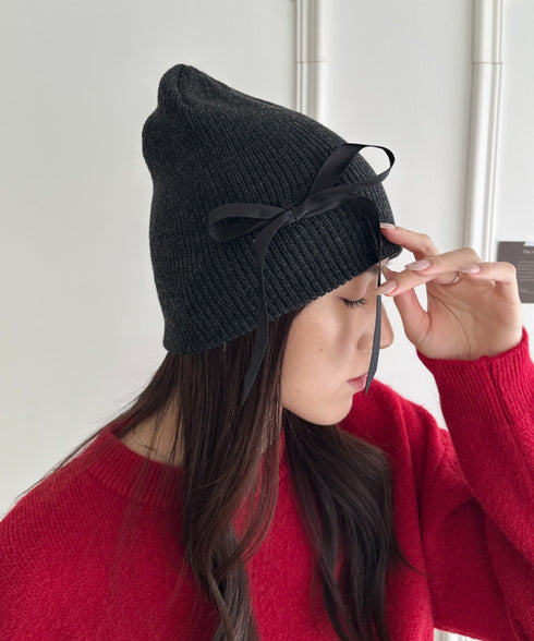 リボンデザインニット帽 | WR5254002 | グレー