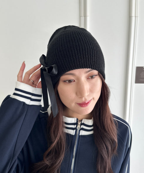 リボンデザインニット帽 | WR5254002 | ブラック