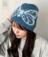 バタフライデザインニット帽 蝶デザインビーニー | WR5254004 | ブルー