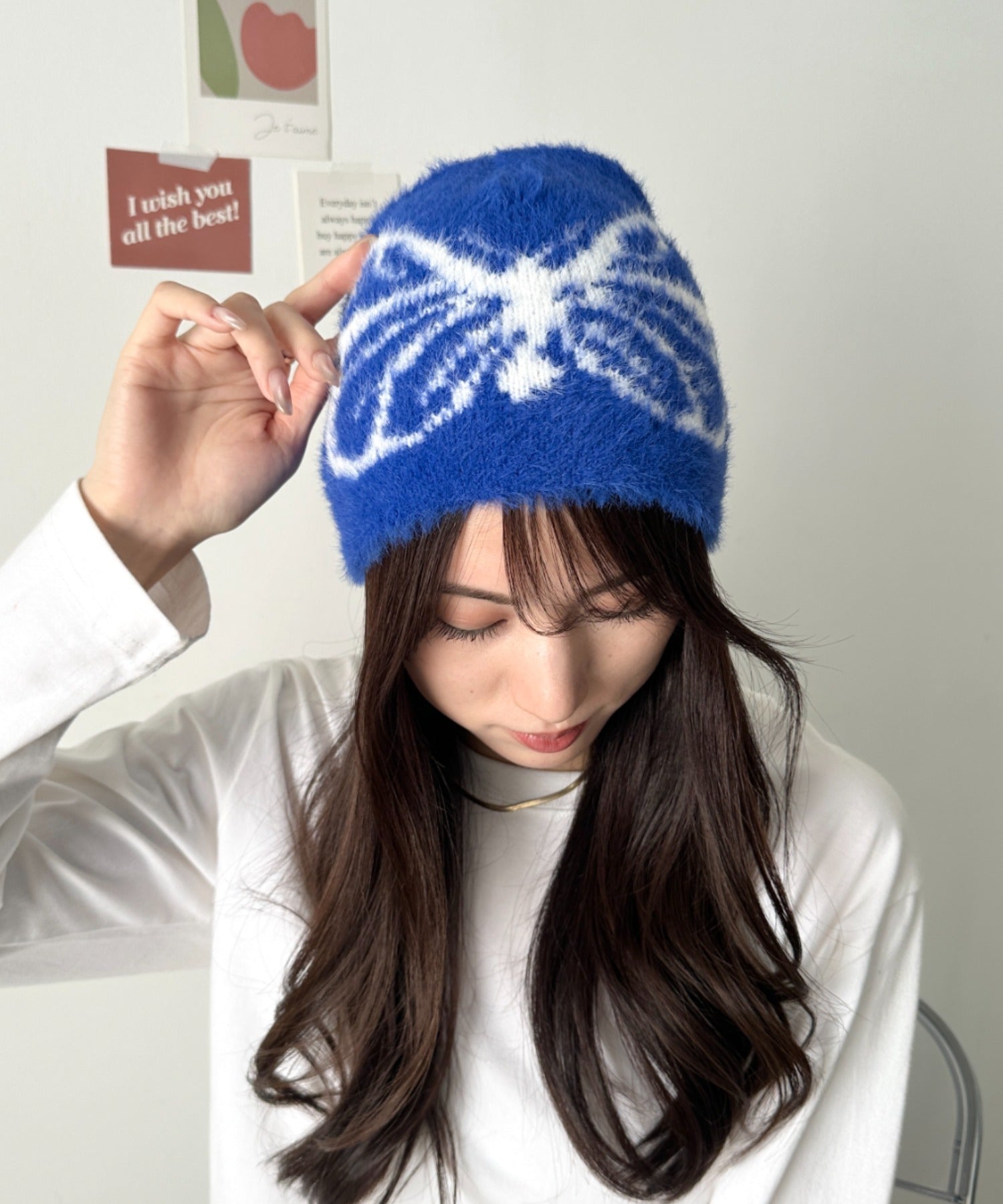 バタフライデザインニット帽 蝶デザインビーニー | WR5254004 | ブルー