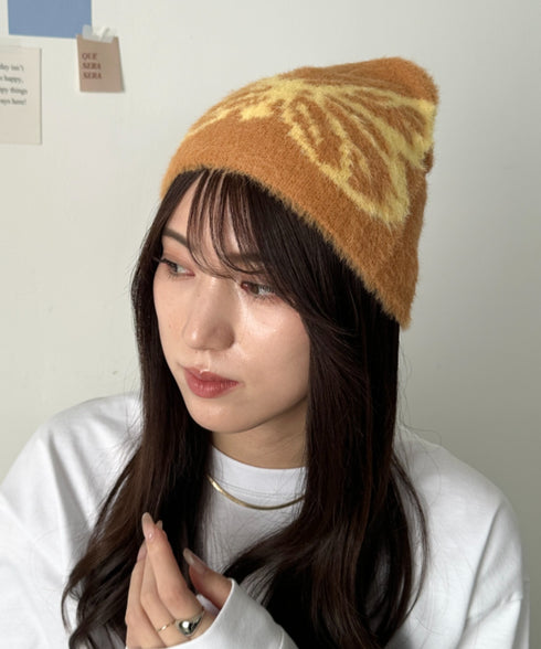 バタフライデザインニット帽 蝶デザインビーニー | WR5254004 | ベージュ