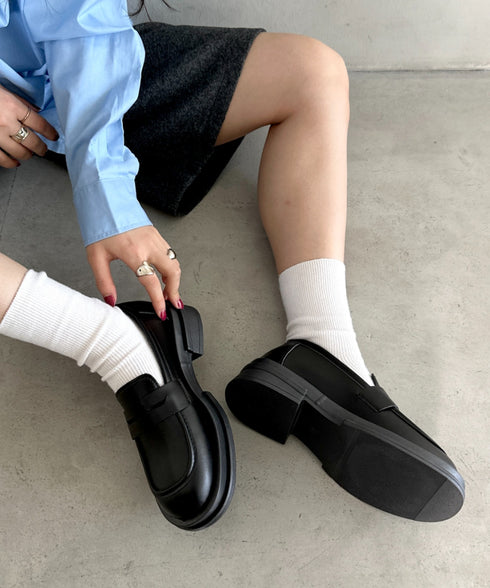 厚底シンプルコインローファー | WR3254006 | ブラック
