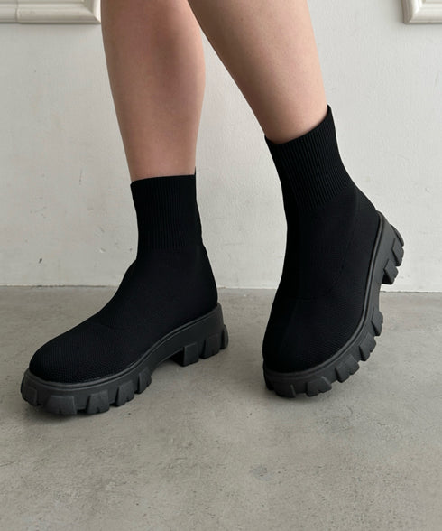 厚底ニットショートブーツ | WR3254007 | ブラック