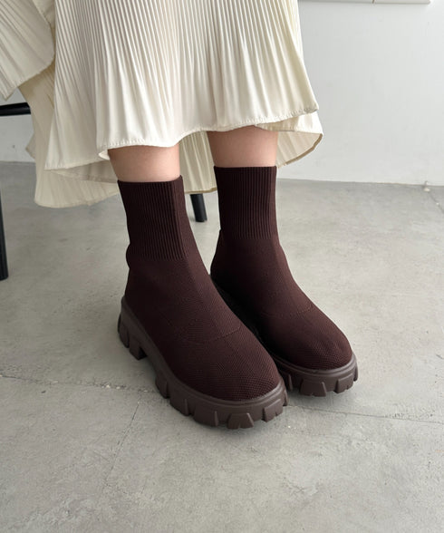 厚底ニットショートブーツ | WR3254007 | ブラウン