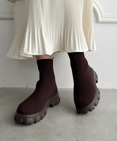 厚底ニットショートブーツ | WR3254007 | ブラウン