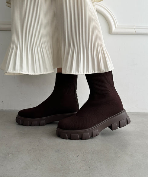 厚底ニットショートブーツ | WR3254007 | ブラウン