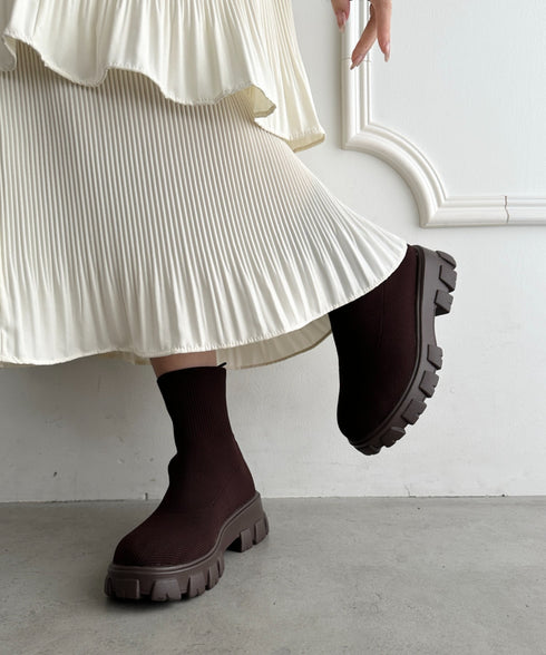 厚底ニットショートブーツ | WR3254007 | ブラウン