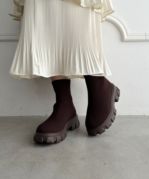 厚底ニットショートブーツ | WR3254007 | ブラウン