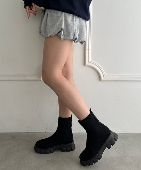厚底ニットショートブーツ | WR3254007 | ブラック