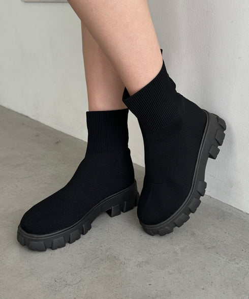 厚底ニットショートブーツ | WR3254007 | ブラック