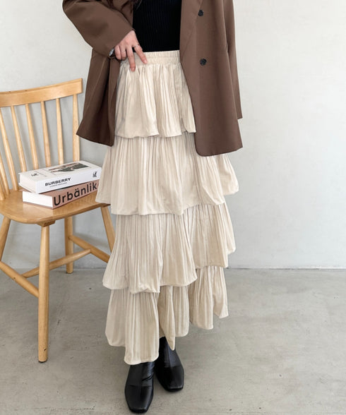 ティアードフリルロングスカート | MD2256043 | アイボリー