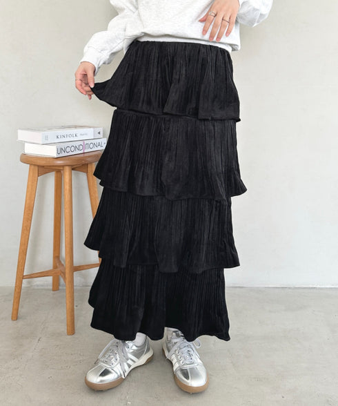 ティアードフリルロングスカート | MD2256043 | ブラック