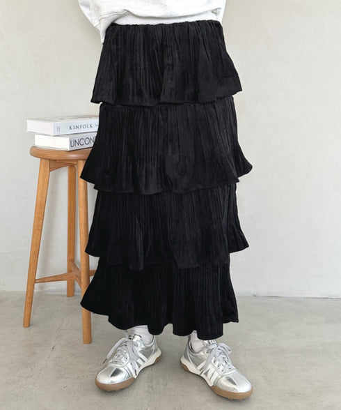 ティアードフリルロングスカート | MD2256043 | ブラック