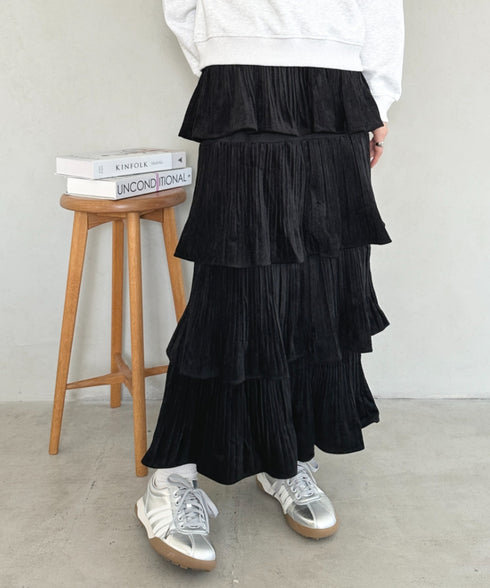 ティアードフリルロングスカート | MD2256043 | ブラック