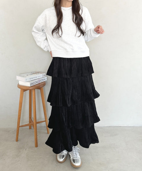 ティアードフリルロングスカート | MD2256043 | ブラック