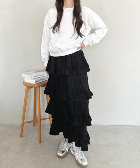 ティアードフリルロングスカート | MD2256043 | ブラック