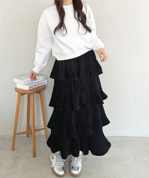 ティアードフリルロングスカート | MD2256043 | ブラック