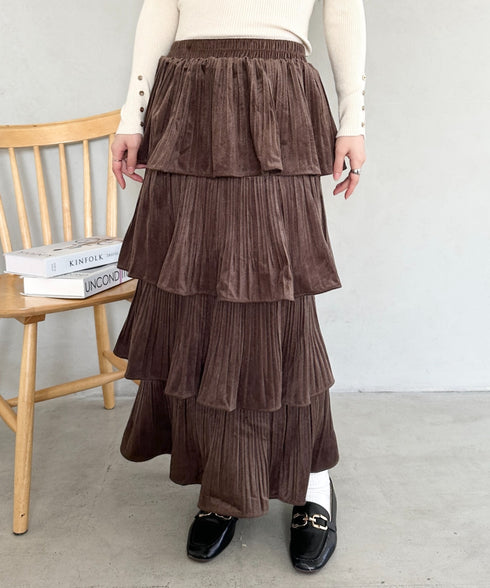 ティアードフリルロングスカート | MD2256043 | ブラウン