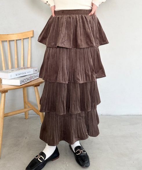 ティアードフリルロングスカート | MD2256043 | ブラウン