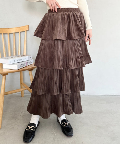 ティアードフリルロングスカート | MD2256043 | ブラウン
