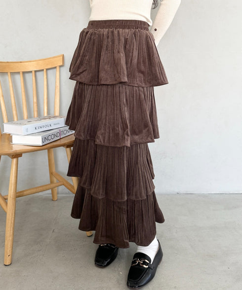 ティアードフリルロングスカート | MD2256043 | ブラウン