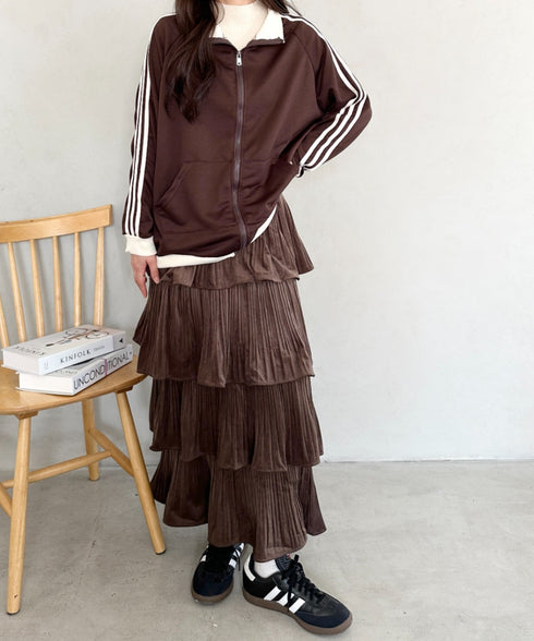 ティアードフリルロングスカート | MD2256043 | ブラウン