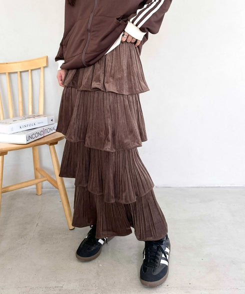 ティアードフリルロングスカート | MD2256043 | ブラウン