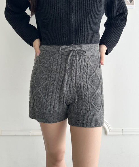 ケーブルニットショートパンツ | MD2256045 | チャコールグレー