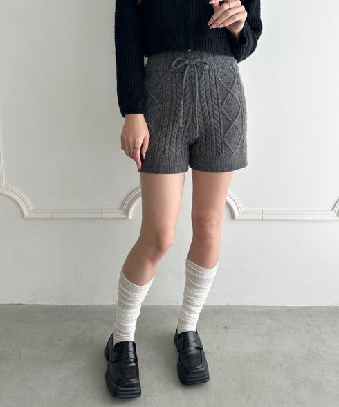 ケーブルニットショートパンツ | MD2256045 | チャコールグレー