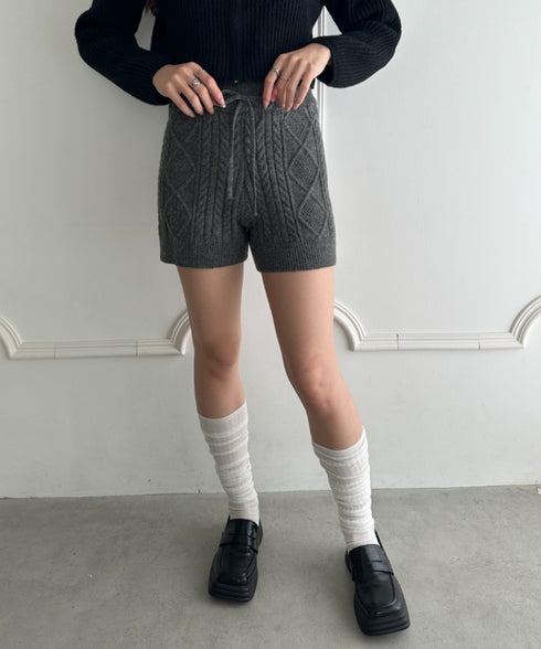 ケーブルニットショートパンツ | MD2256045 | チャコールグレー