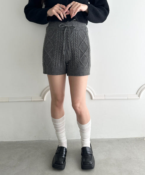 ケーブルニットショートパンツ | MD2256045 | チャコールグレー