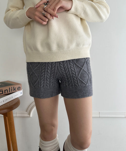 ケーブルニットショートパンツ | MD2256045 | グレー