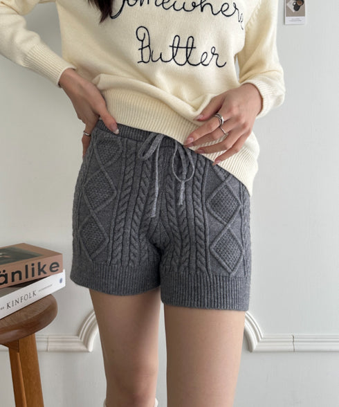 ケーブルニットショートパンツ | MD2256045 | グレー