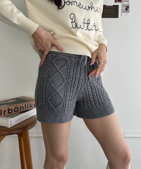 ケーブルニットショートパンツ | MD2256045 | グレー