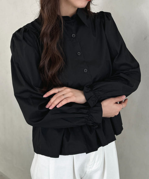 ペプラムフレアシャツ　ブラウス | MD2256047 | ブラック