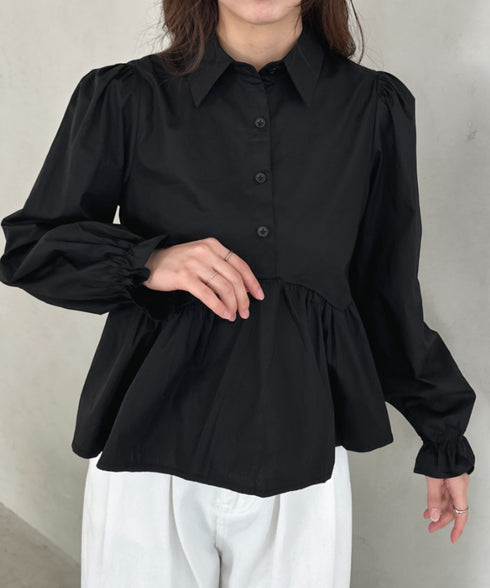 ペプラムフレアシャツ　ブラウス | MD2256047 | ブラック