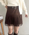 ベルト付きフリンジスウェードミニスカート | MD2256050 | ブラウン