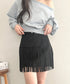 ベルト付きフリンジスウェードミニスカート | MD2256050 | ブラック