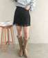 ベルト付きフリンジスウェードミニスカート | MD2256050 | ブラック