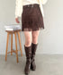 ベルト付きフリンジスウェードミニスカート | MD2256050 | ブラウン