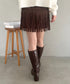 ベルト付きフリンジスウェードミニスカート | MD2256050 | ブラウン