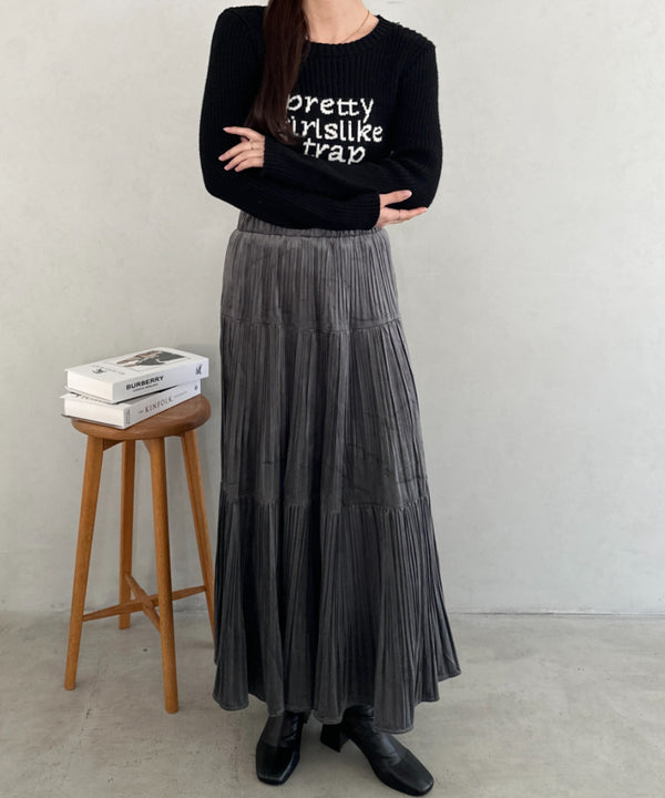プリーツティアードロングスカート | MD2256051 | グレー