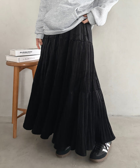 プリーツティアードロングスカート | MD2256051 | ブラック