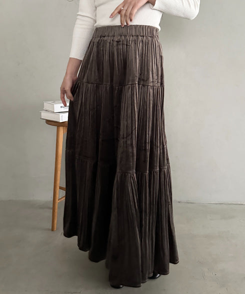 プリーツティアードロングスカート | MD2256051 | チャコールグレー