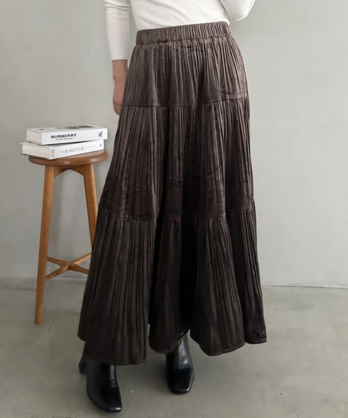 プリーツティアードロングスカート | MD2256051 | チャコールグレー