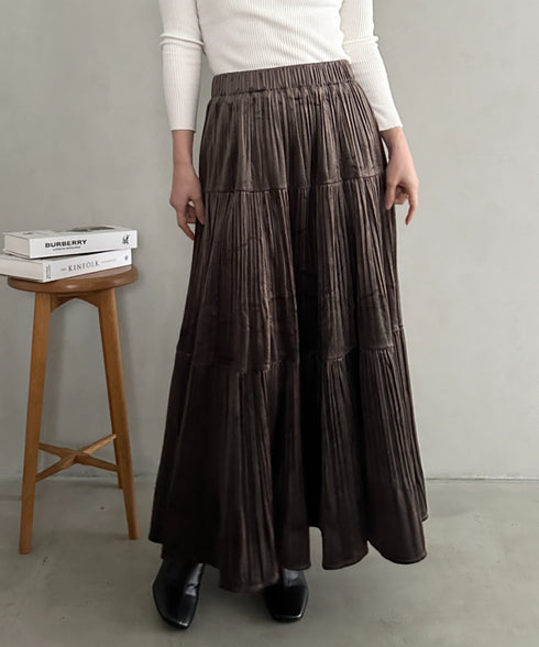 プリーツティアードロングスカート | MD2256051 | チャコールグレー