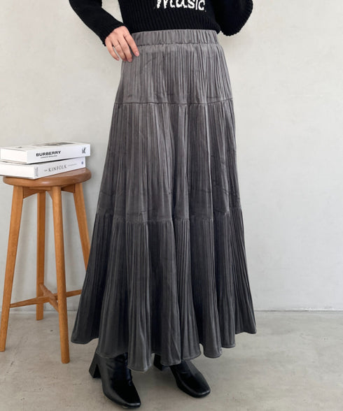 プリーツティアードロングスカート | MD2256051 | グレー