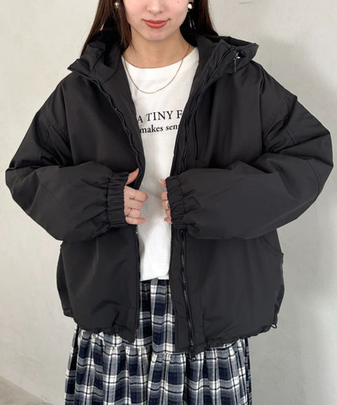 フード付きマウンテンパーカー　裏地キルティングワークアウター | MD2256052 | ブラック