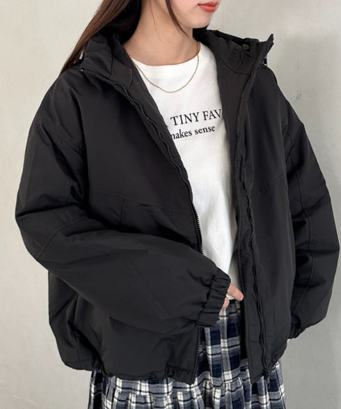 フード付きマウンテンパーカー　裏地キルティングワークアウター | MD2256052 | ブラック