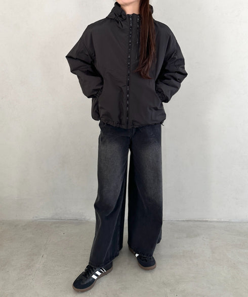 フード付きマウンテンパーカー　裏地キルティングワークアウター | MD2256052 | ブラック